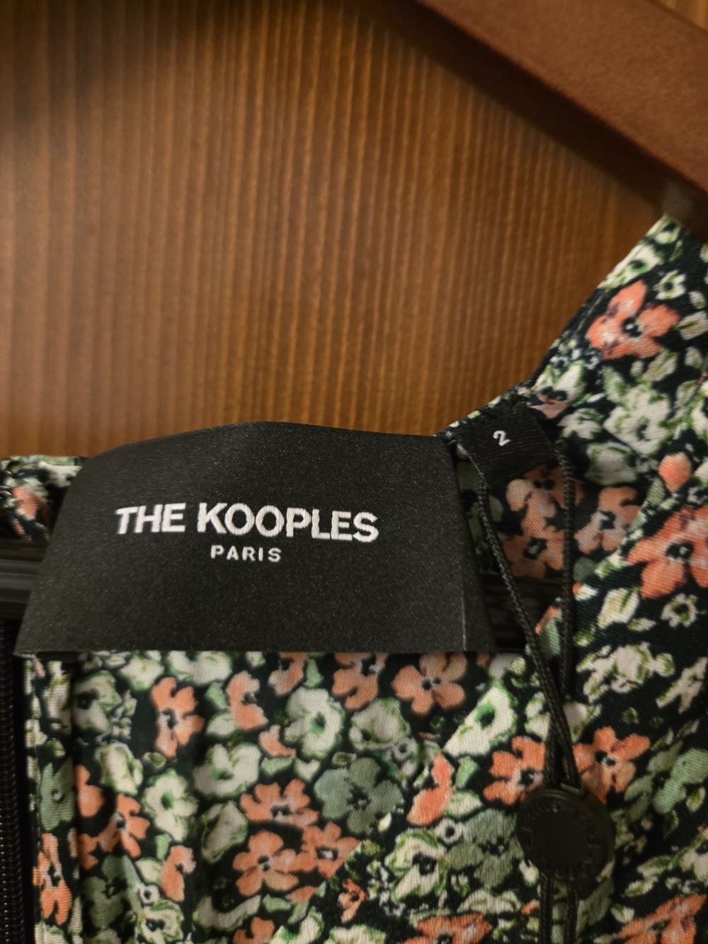 The Kooples Black Floral Flutter Sleeve Blouse with Green & Coral Print - Picture 6 of 6